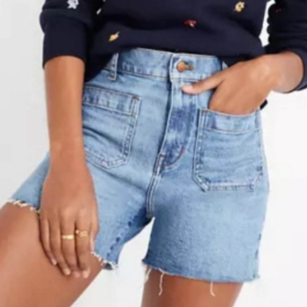 Madewell High Rise Fray Hem Denim Shorts Retro 28